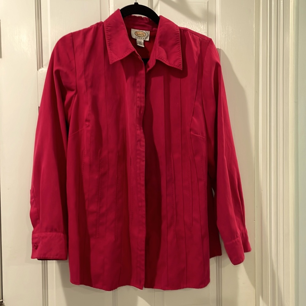 Red button down blouse 1X